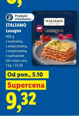 Lasagne z wieprzowiną i szpinakiem Italiamo promocja w Lidl