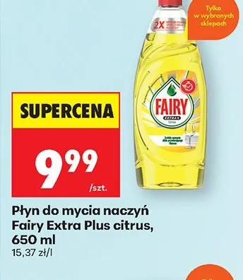Płyn do mycia naczyń Fairy Extra Plus citrus promocja w Biedronka