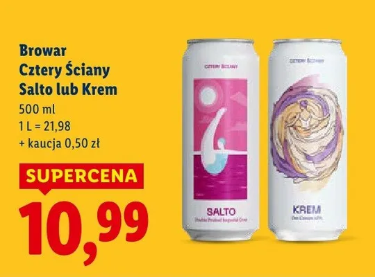 Piwo Browar Cztery Ściany Krem promocja w Lidl