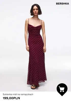 Sukienka midi na ramiączkach Bershka promocja w Bershka