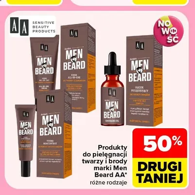 Produkty do pielęgnacji twarzy i brody Men Beard AA promocja w Carrefour