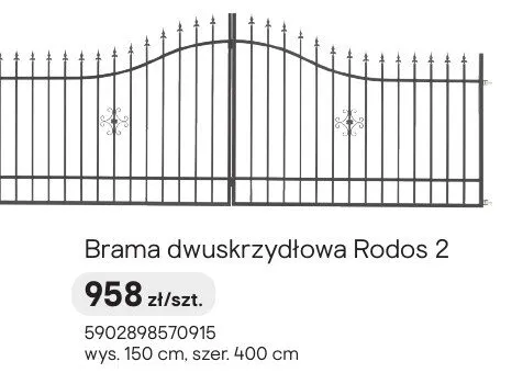 Brama dwuskrzydłowa Rodos 2 promocja w Castorama