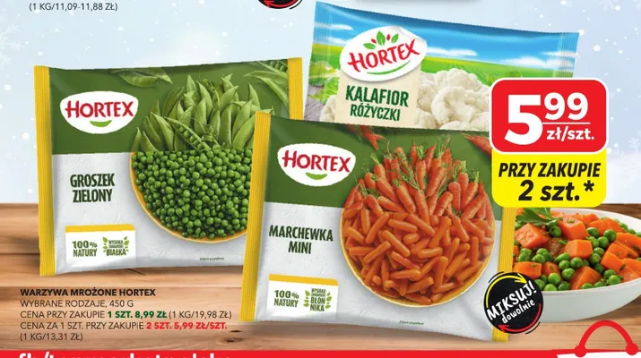 Warzywa mrożone Hortex wybrane rodzaje promocja w Top Market