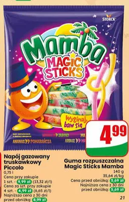 Guma rozpuszczalna Mamba Magic Sticks promocja w Dino