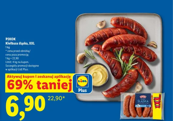 Kiełbasa śląska Pikok XXL promocja w Lidl