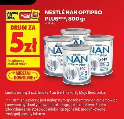 Mleko modyfikowane Nestlé NAN Optipro Plus 2 promocja w Biedronka