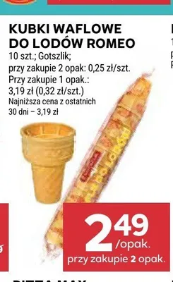 Kubki waflowe do lodów Romeo promocja w Stokrotka