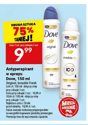 Antyperspirant w sprayu Dove Invisible Dry promocja w Twój Market