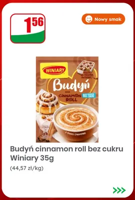 Budyń cinnamon roll bez cukru Winiary promocja w Dino
