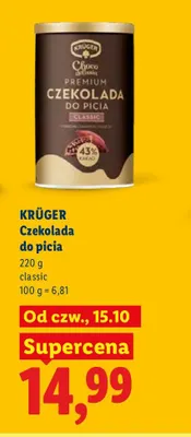 Czekolada do picia Krüger Premium Classic promocja w Lidl