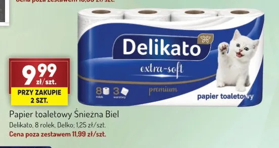 Papier toaletowy Śnieżna Biel Delikato promocja w Avita