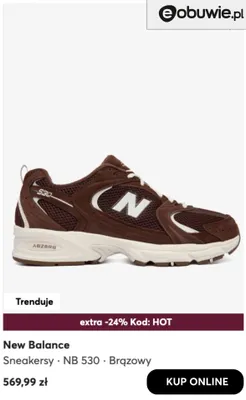 Sneakersy NB 530 brązowy New Balance promocja w eobuwie.pl