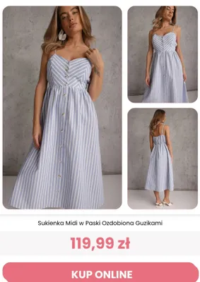 Sukienka midi w paski ozdobiona guzikami Renee promocja w Renee
