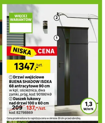 Drzwi wejściowe Buena Shadow Isoxa 68 antracytowe promocja w Leroy Merlin