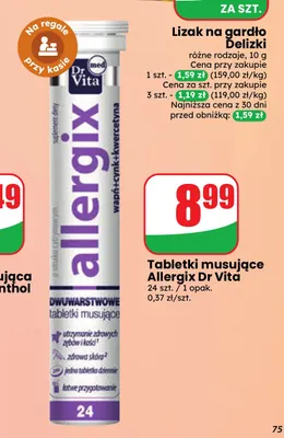 Tabletki musujące Allergix Dr Vita promocja w Dino