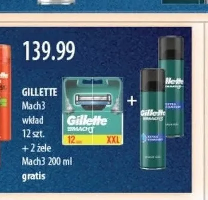 Zestaw wkłady do maszyki Gillette Mach3 12 sztuk + 2 żele do golenia Mach3 200 ml promocja w Drogerie Laboo