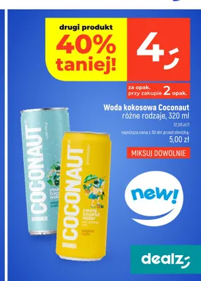 Woda kokosowa gazowana Coconaut Sparkling promocja w Dealz