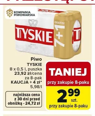 Piwo Tyskie Gronie 8-pak 500ml promocja w Carrefour