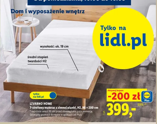 Materac z zimnej pianki Livarno Home 7-strefowy H2 promocja w Lidl