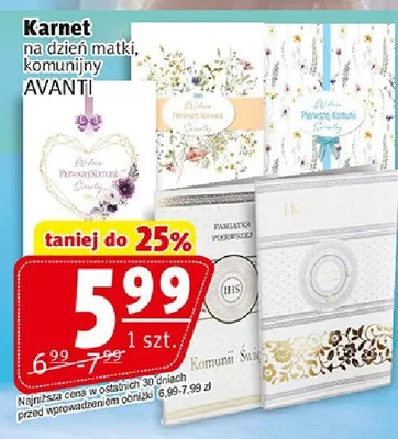 Karnet na dzień matki komunijny Avanti promocja w Prim Market