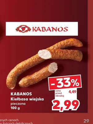 Kiełbasa wiejska pieczona Kabanos promocja w Kaufland