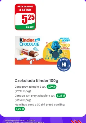 Czekolada Kinder Chocolate promocja w Dino