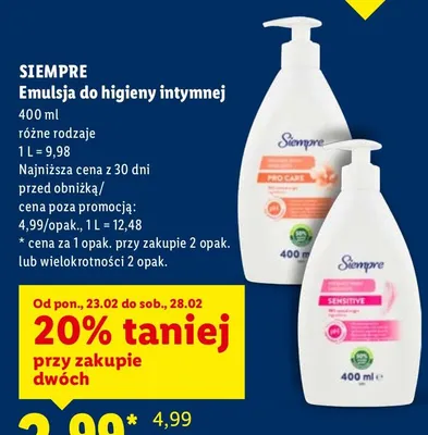 Emulsja do higieny intymnej promocja w Lidl