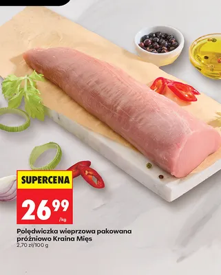 Polędwiczka wieprzowa pakowana próżniowo Kraina Mięs promocja w Biedronka
