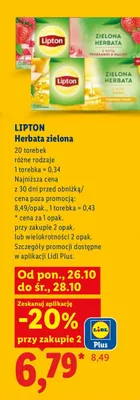 Herbata zielona Lipton z nutą pigwy promocja w Lidl