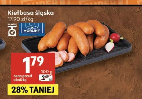Kiełbasa śląska Morliny promocja w Delikatesy Centrum