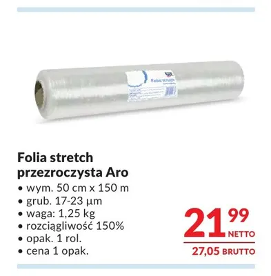 Folia stretch przezroczysta Aro promocja w Makro