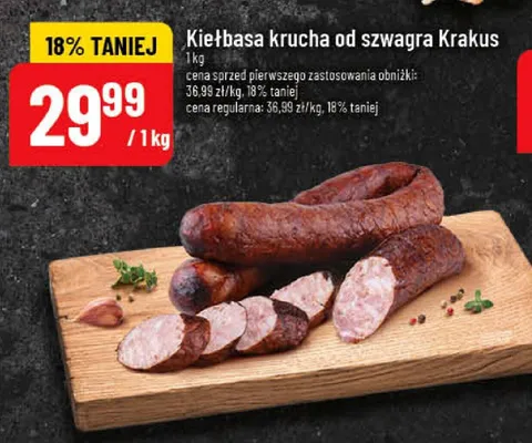 Kiełbasa krucha od szwagra Krakus promocja w POLOmarket
