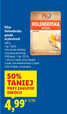 Ser Pilos Holenderska gouda w plastrach promocja w Lidl