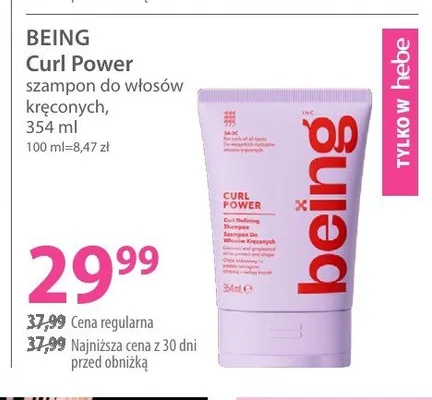 Szampon do włosów Being Curl Power promocja w Hebe