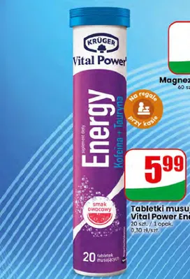 Tabletki musujące Krüger Vital Power Energy promocja w Dino