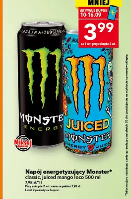 Napój energetyzujący Monster classic promocja w LEWIATAN