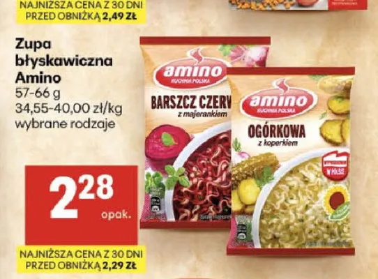 Zupa błyskawiczna barszcz czerwony Amino promocja w Delikatesy Centrum