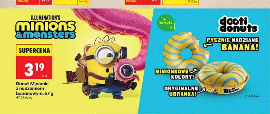 Donut Minionki z nadzieniem bananowym Dooti Donuts promocja w Biedronka