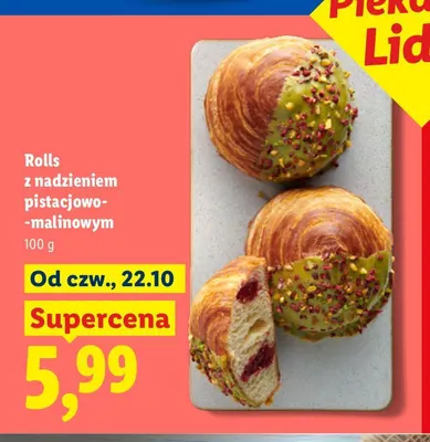 Rolls z nadzieniem pistacjowo-malinowym promocja w Lidl