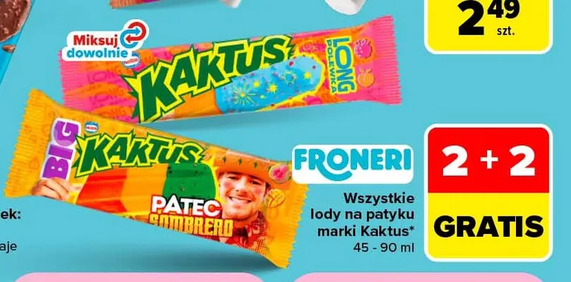 Lody na patyku marki Kaktus promocja w Carrefour