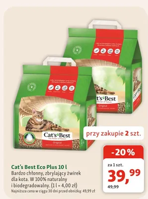 Żwirek dla kota Cat's Best Eco Plus promocja w MAXI ZOO