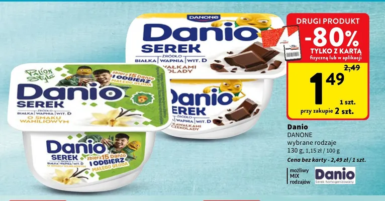 Serek Danio z kawałkami czekolady Danone promocja w Intermarche