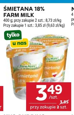 Śmietana Farm Milk 18% promocja w Stokrotka
