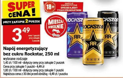 Napój energetyzujący bez cukru Rockstar promocja w Twój Market