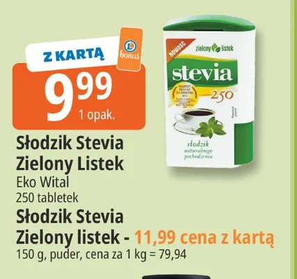 Słodzik Stevia Zielony Listek puder promocja w Leclerc