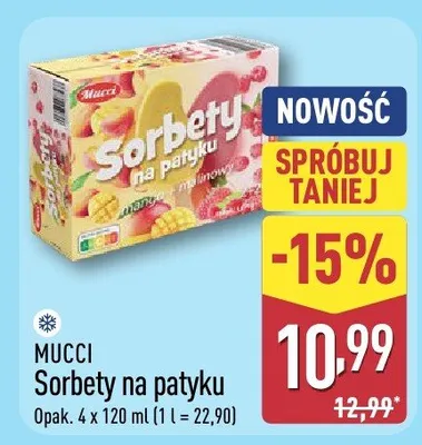 Sorbety Mucci na patyku promocja w Aldi