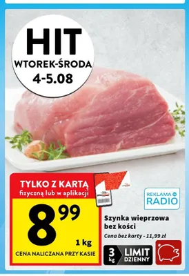Szynka wieprzowa bez kości promocja w Intermarche