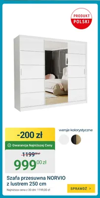 Szafa przesuwna Norvio z lustrem 250 cm promocja w ERLI