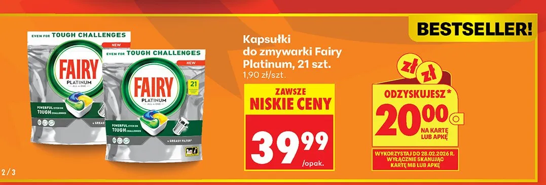 Kapsułki do zmywarki Platinum, 21szt. promocja w Biedronka
