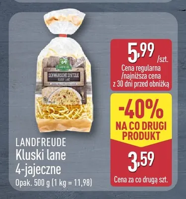 Kluski lane 4-jajeczne Landfreude promocja w Aldi
